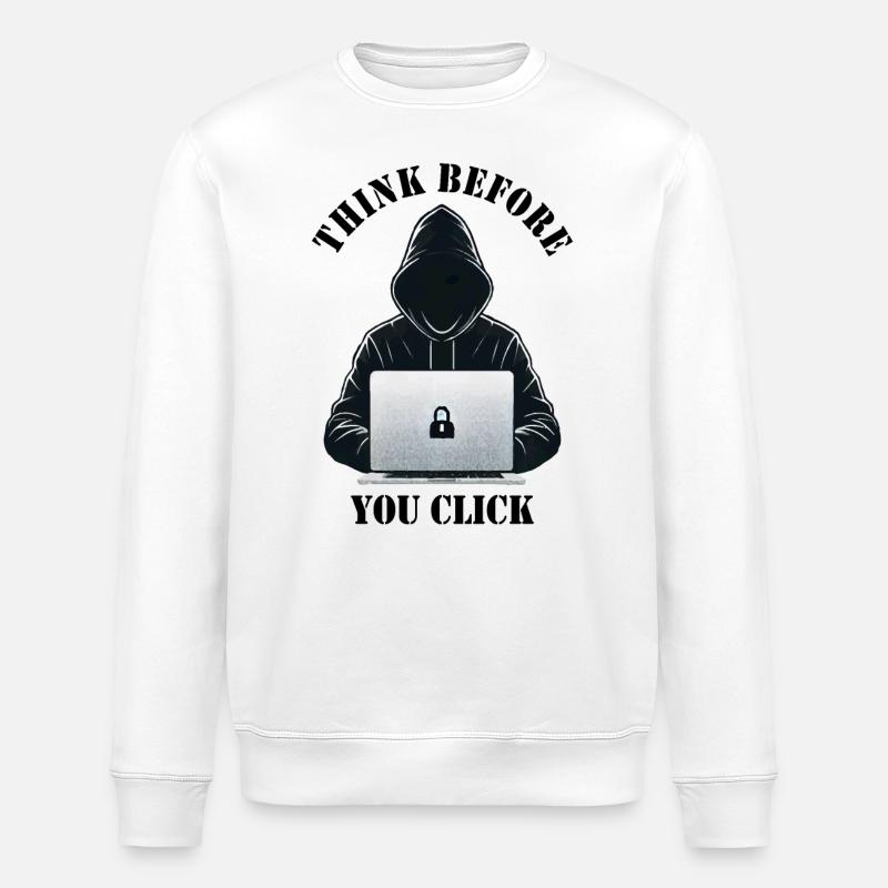 Réfléchissez avant de cliquer - Cybersécurité - Sweat bio ROLLER Stanley/Stella Unisexe - blanc
