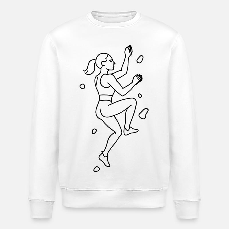 Bouldern Silhouette | Minimalistische Kletterin - Stanley/Stella Unisex Bio-Sweatshirt ROLLER - Weiß