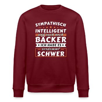 Sympathisch und intelligent - Bäcker Edition - Stanley/Stella Unisex Bio-Sweatshirt ROLLER - Burgunderrot - Vorne - Nik (191cm)