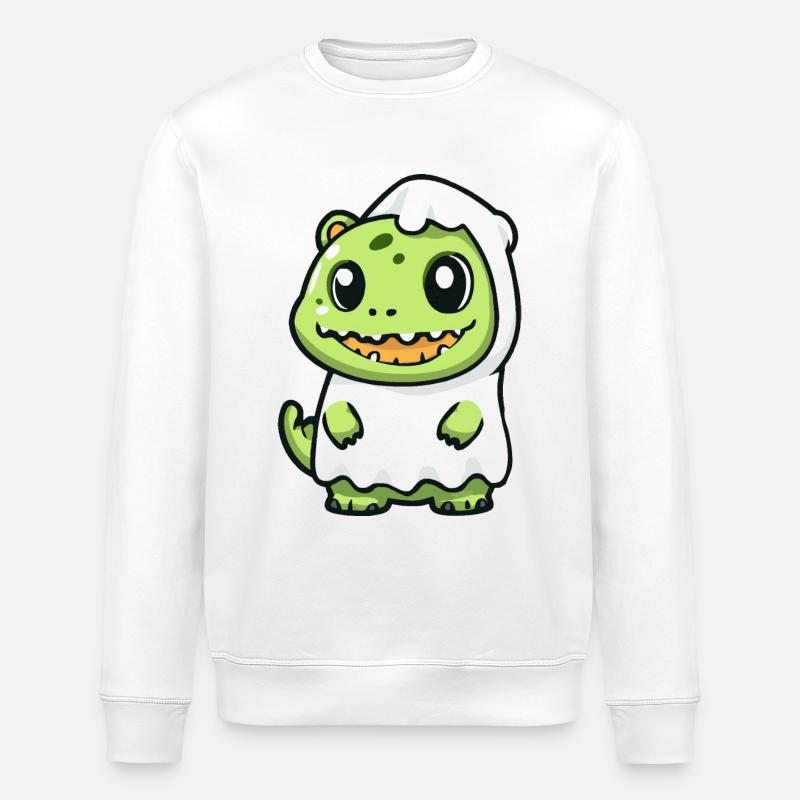 Alligator Halloween Comic Ghost - Stanley/Stella ROLLER Unisex Organic Sweatshirt - white