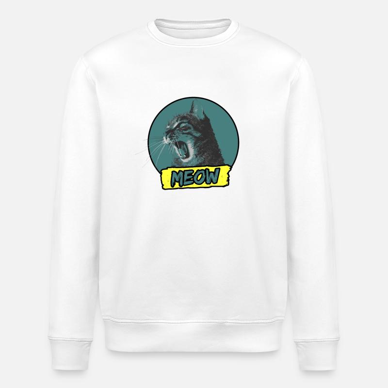 Chat meow Cat - Sweat bio ROLLER Stanley/Stella Unisexe - blanc