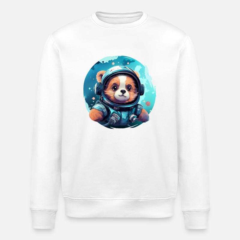 Funny bear in astronaut look. - Stanley/Stella ROLLER Unisex Organic Sweatshirt - white