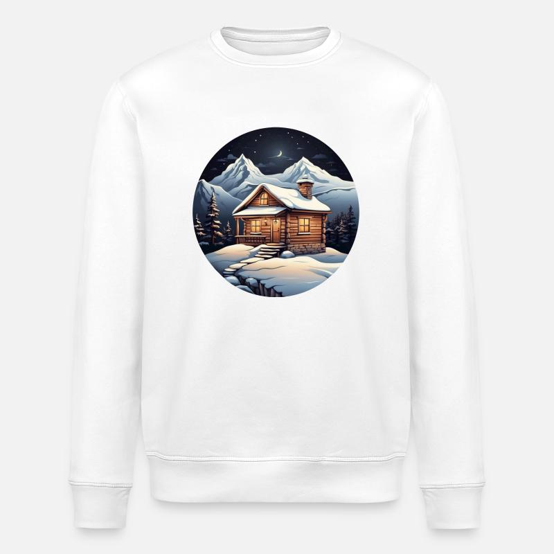 Chalet enneigé - Sweat bio ROLLER Stanley/Stella Unisexe - blanc