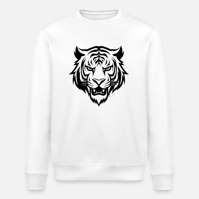 Tiger Kopf - Stanley/Stella Unisex Bio-Sweatshirt ROLLER - Weiß