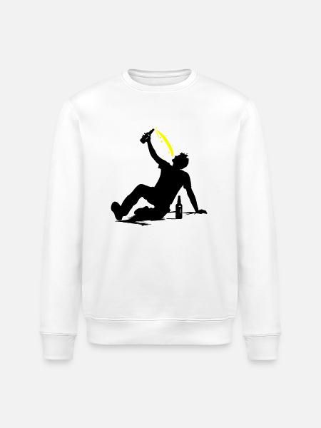 Drinking Bier Silhouette - Stanley/Stella Unisex Bio-Sweatshirt ROLLER - Weiß