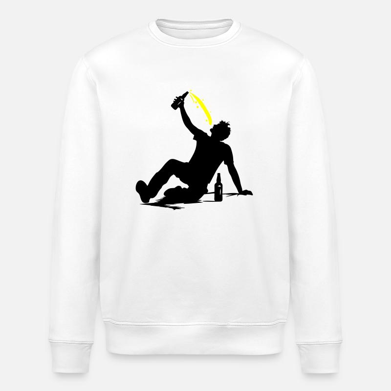 Drinking Bier Silhouette - Stanley/Stella Unisex Bio-Sweatshirt ROLLER - Weiß