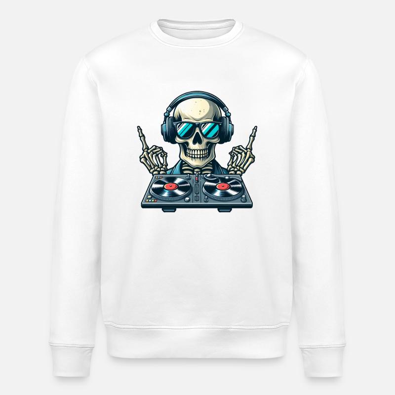 Squelette de DJ - Sweat bio ROLLER Stanley/Stella Unisexe - blanc