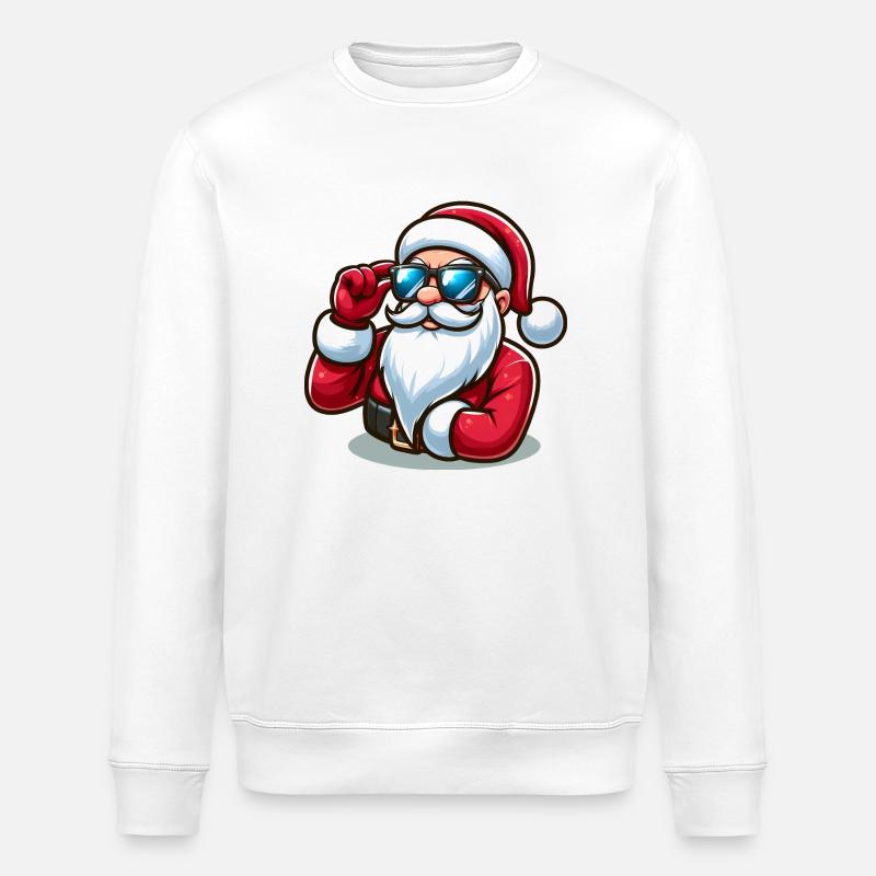 Cooler Weihnachtsmann mit Sonnenbrille - Stanley/Stella Unisex Bio-Sweatshirt ROLLER - Weiß