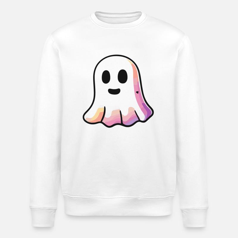 Geist Halloween Niedlich - Stanley/Stella Unisex Bio-Sweatshirt ROLLER - Weiß