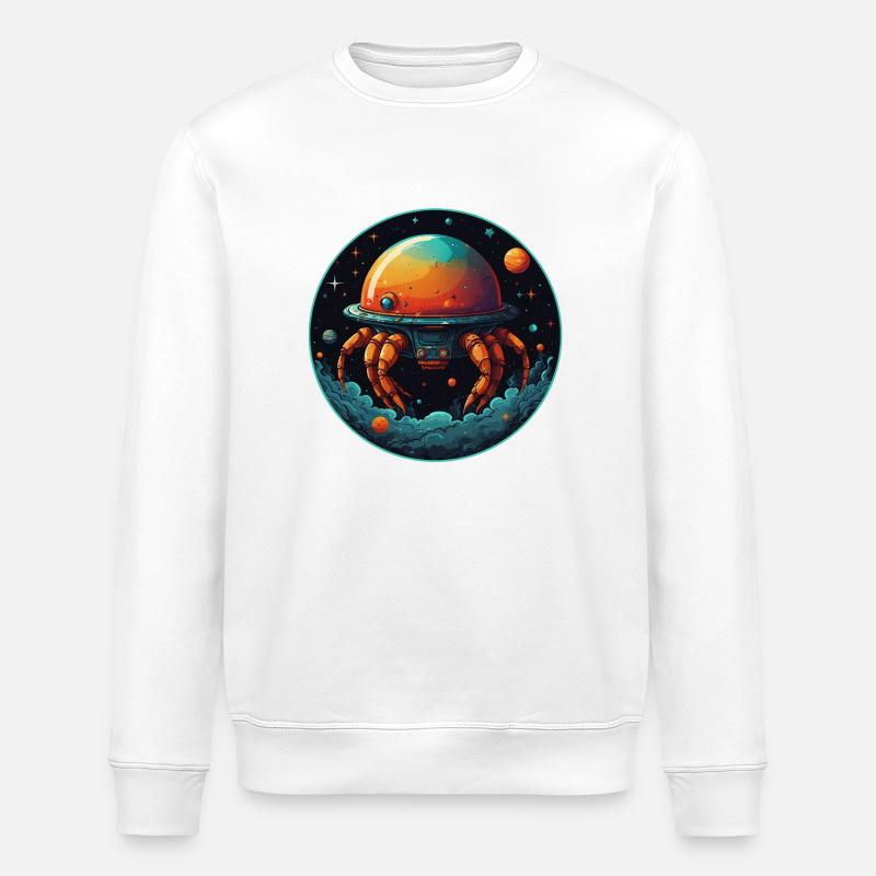 Imaginative whimsical crab spaceship - Stanley/Stella ROLLER Unisex Organic Sweatshirt - white