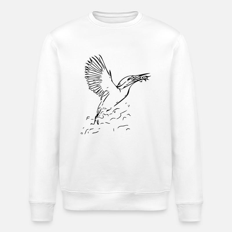 Martin-pêcheur avec poisson - Sweat bio ROLLER Stanley/Stella Unisexe - blanc