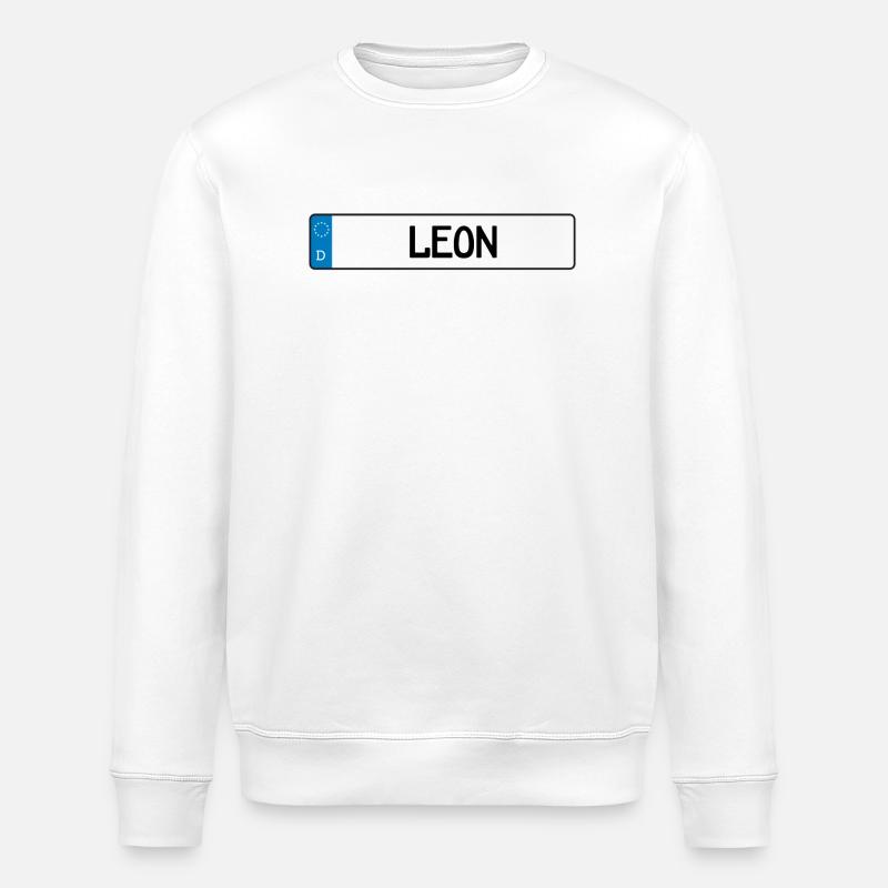 Leon Namensschild Geschenk - Stanley/Stella Unisex Bio-Sweatshirt ROLLER - Weiß