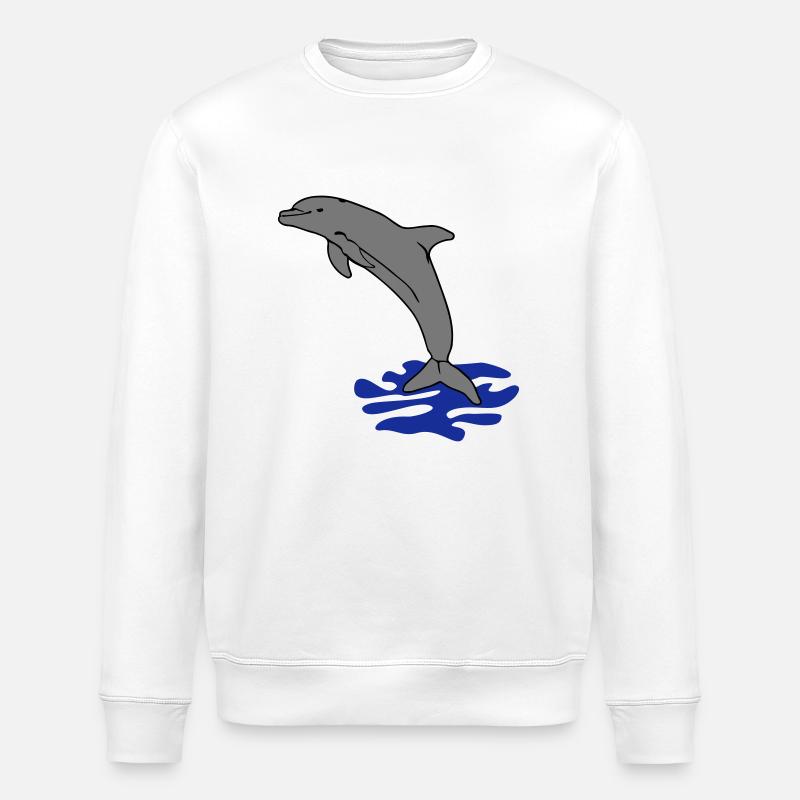 springender Delphin Delfin jumping dolphin - Stanley/Stella Unisex Bio-Sweatshirt ROLLER - Weiß