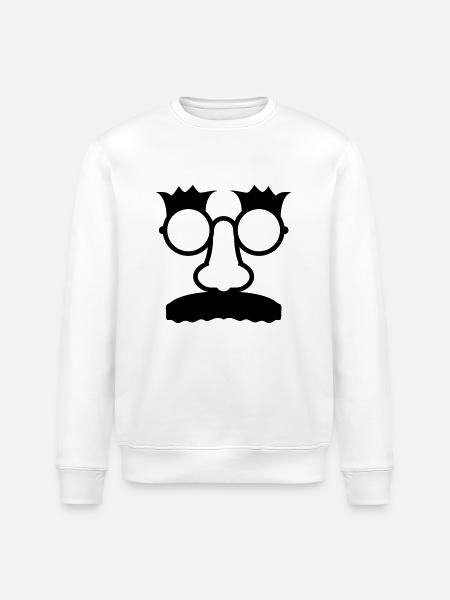 Groucho Marx glasses with mustache and cardboard - Stanley/Stella ROLLER Unisex Organic Sweatshirt - white