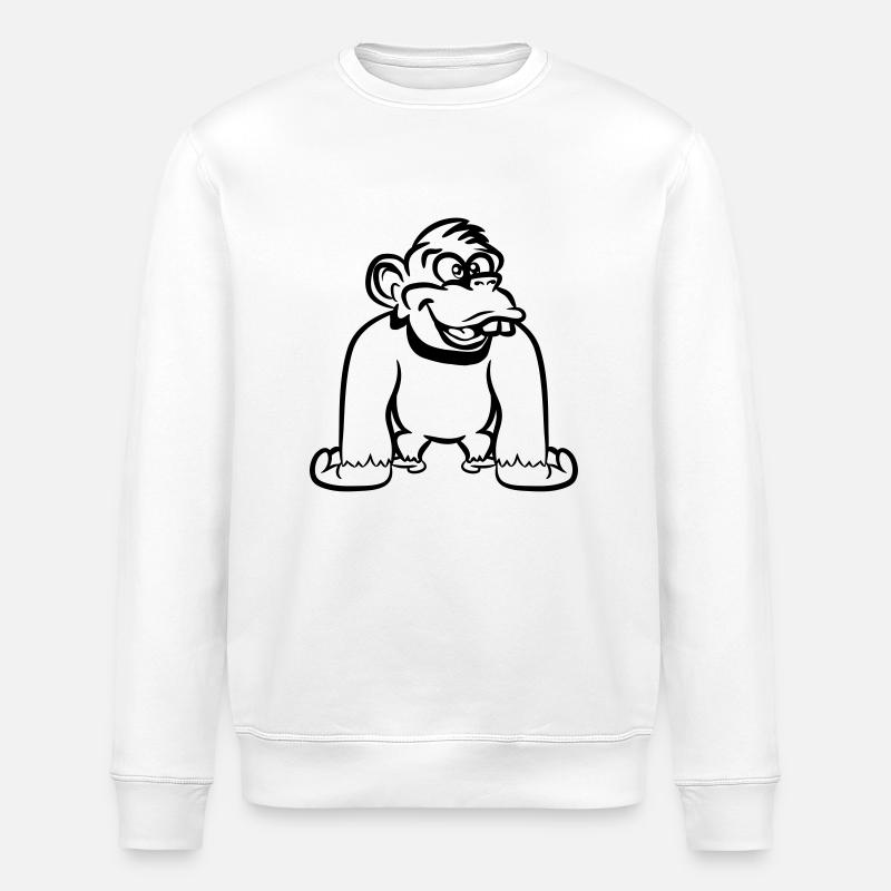 Stupide drôle de singe - Sweat bio ROLLER Stanley/Stella Unisexe - blanc