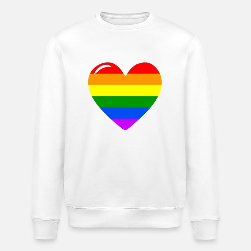 Herz Liebe Regenbogenflagge - Stanley/Stella Unisex Bio-Sweatshirt ROLLER - Weiß
