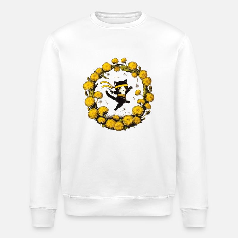 Ninja Cat - Stanley/Stella ROLLER Unisex Organic Sweatshirt - white