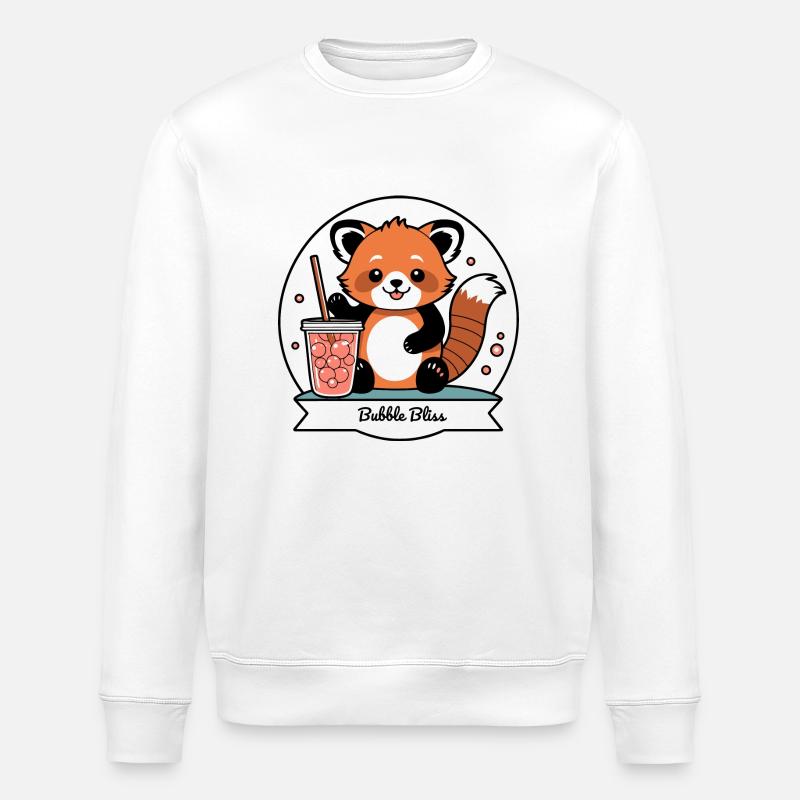 Red Panda Bubble Tea - Stanley/Stella ROLLER Unisex Organic Sweatshirt - white