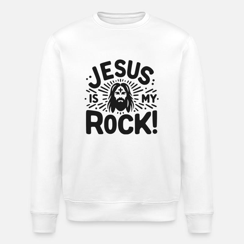 Jésus est mon rocher - Sweat bio ROLLER Stanley/Stella Unisexe - blanc