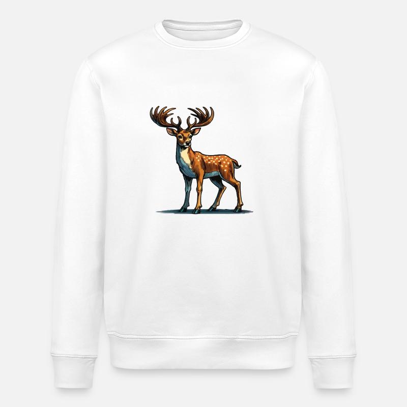 roe deer - Stanley/Stella ROLLER Unisex Organic Sweatshirt - white