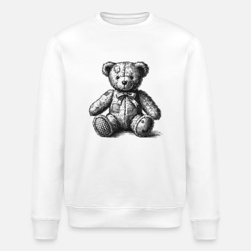 Teddy bear - Stanley/Stella ROLLER Unisex Organic Sweatshirt - white