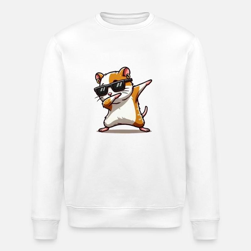 Hamster dabbing - Stanley/Stella ROLLER Unisex Organic Sweatshirt - white