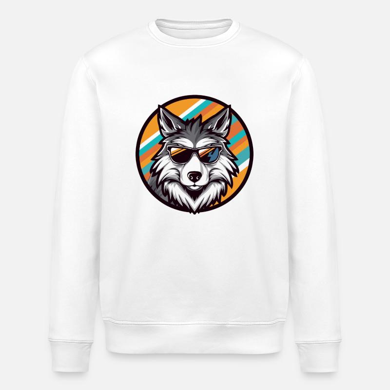 Wolf Comic Cool - Stanley/Stella ROLLER Unisex Organic Sweatshirt - white