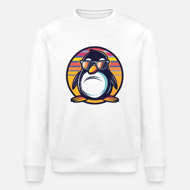 Penguin Comic Cool - Stanley/Stella ROLLER Unisex Organic Sweatshirt - white