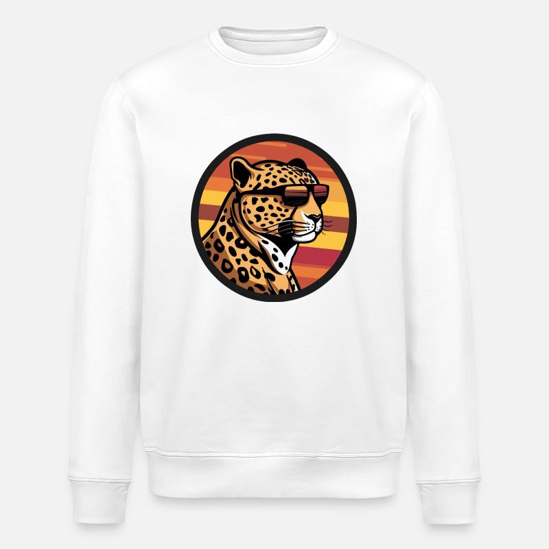 Leopard Comic Cool - Stanley/Stella ROLLER Unisex Organic Sweatshirt - white