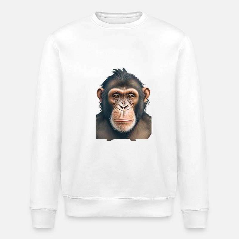 Chimpanzee - Stanley/Stella ROLLER Unisex Organic Sweatshirt - white