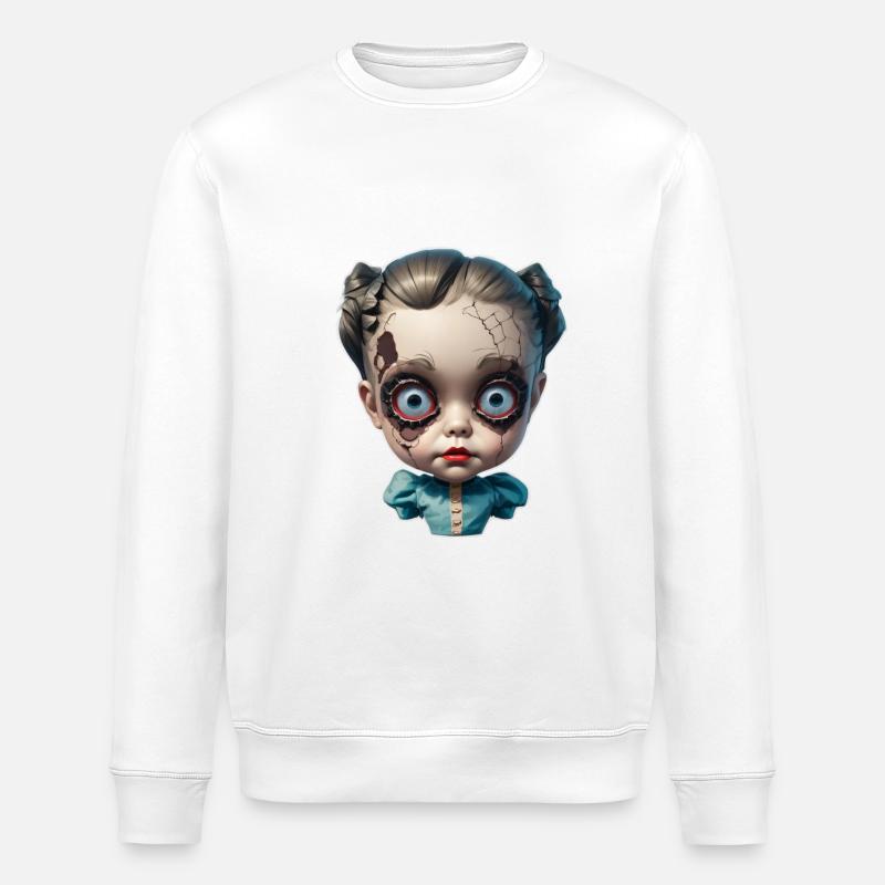Halloween gruselige Puppe - Stanley/Stella Unisex Bio-Sweatshirt ROLLER - Weiß