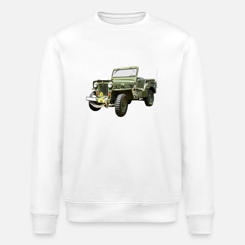Willys Jeep Odtimer - Stanley/Stella ROLLER Unisex Organic Sweatshirt - white