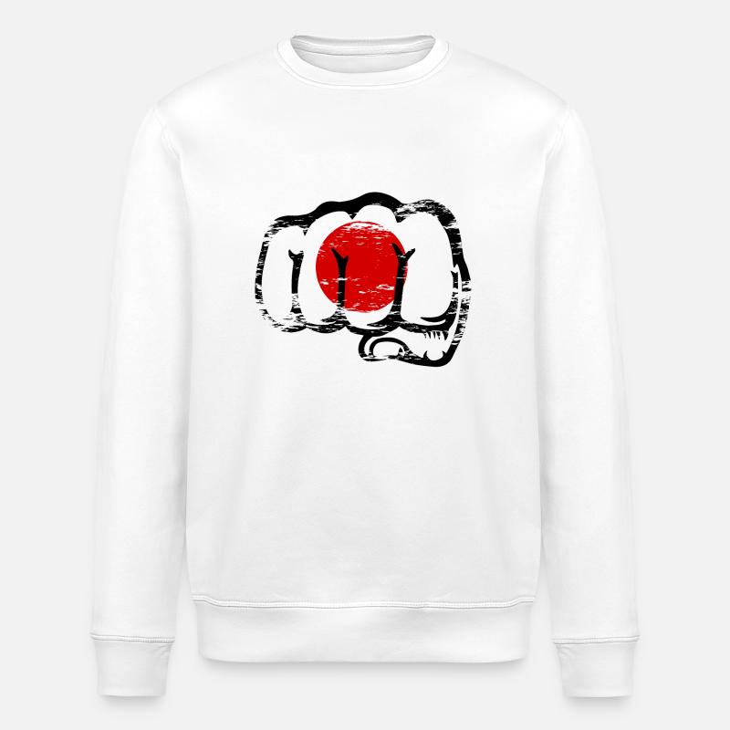 Japan Flagge Hand Faust used - Stanley/Stella Unisex Bio-Sweatshirt ROLLER - Weiß