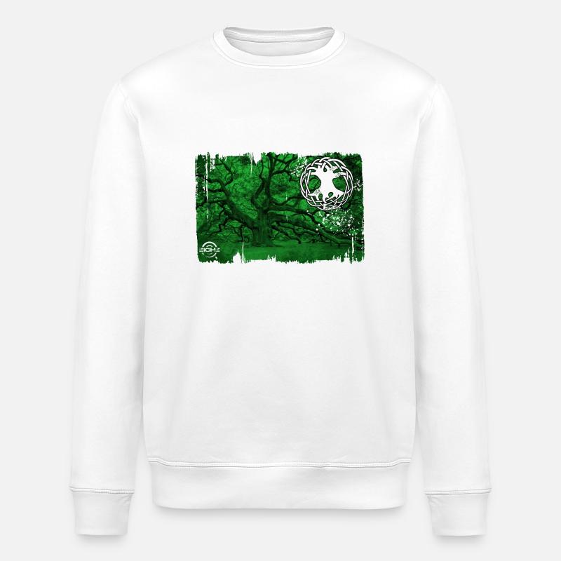 eiche mit lebensbaum grün - Stanley/Stella Unisex Bio-Sweatshirt ROLLER - Weiß
