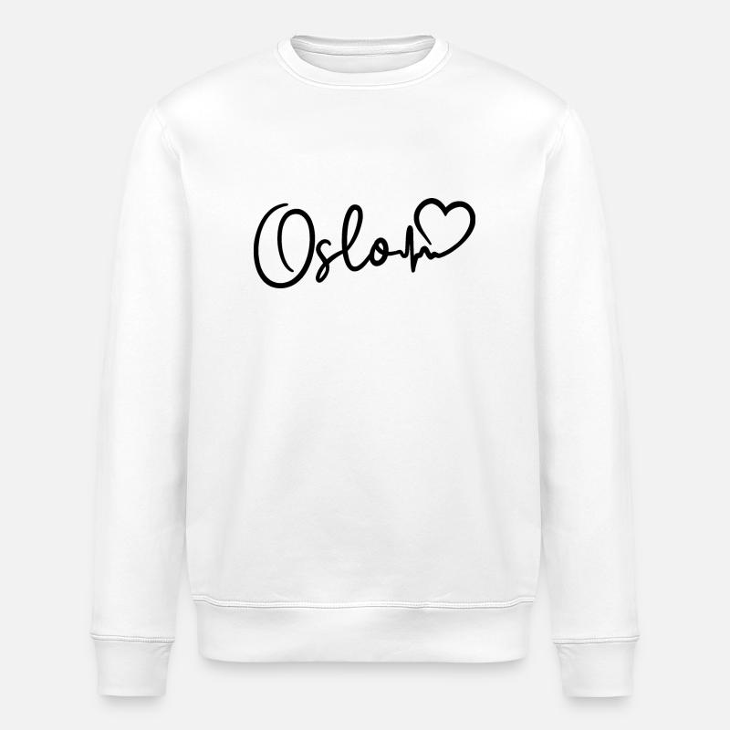 Oslo heartbeat - Stanley/Stella ROLLER Unisex Organic Sweatshirt - white