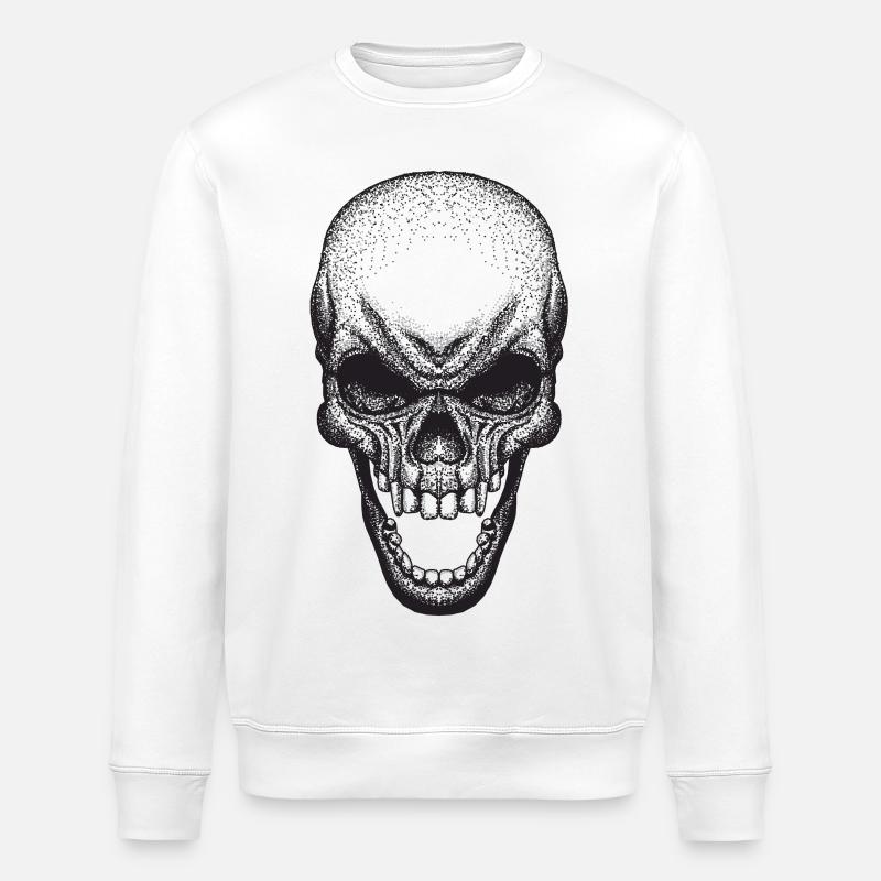 Dot Skull - Stanley/Stella ROLLER Unisex Organic Sweatshirt - white