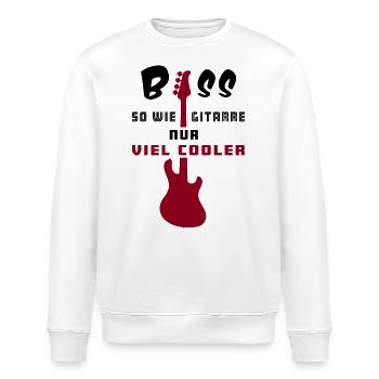 "Bass - so wie Gitarre nur viel cooler" Musik - Stanley/Stella Unisex Bio-Sweatshirt ROLLER - Weiß - Vorne - Nik (191cm)