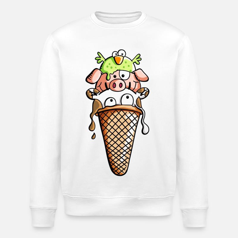 Bauernhoftier Eiscreme - Tiere - Eis - Kinder -Fun - Stanley/Stella Unisex Bio-Sweatshirt ROLLER - Weiß