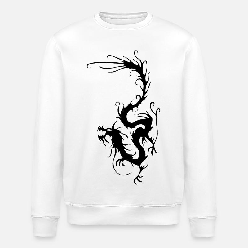 Schwarzer Rauchdrache - Stanley/Stella Unisex Bio-Sweatshirt ROLLER - Weiß
