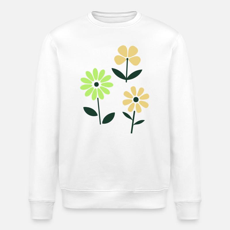 Bunte Blumen im Grafik-Stil - Stanley/Stella Unisex Bio-Sweatshirt ROLLER - Weiß
