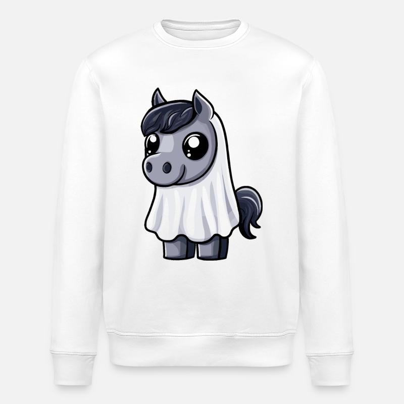 Pferd Halloween Comic Geist - Stanley/Stella Unisex Bio-Sweatshirt ROLLER - Weiß