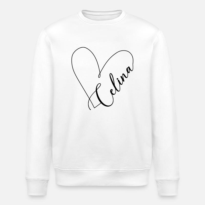 Celina Name Heart Line - Stanley/Stella ROLLER Unisex Organic Sweatshirt - white