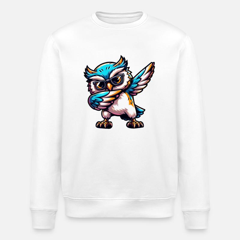 Coole Eule Dabbing Comic Süß - Stanley/Stella Unisex Bio-Sweatshirt ROLLER - Weiß