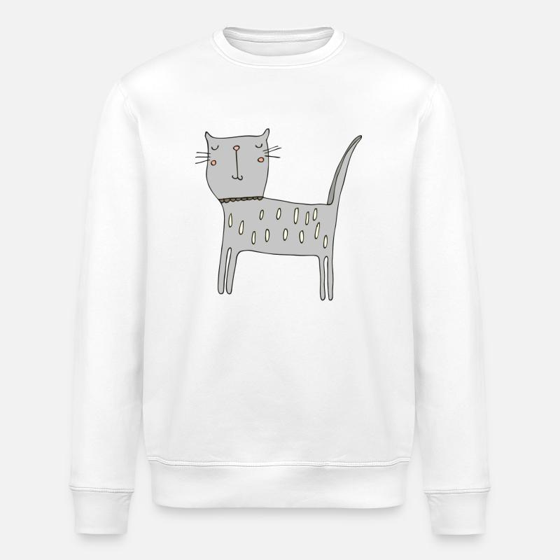 katze grau - Stanley/Stella Unisex Bio-Sweatshirt ROLLER - Weiß