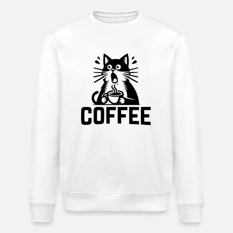 Cat Coffee - Stanley/Stella ROLLER Unisex Organic Sweatshirt - white