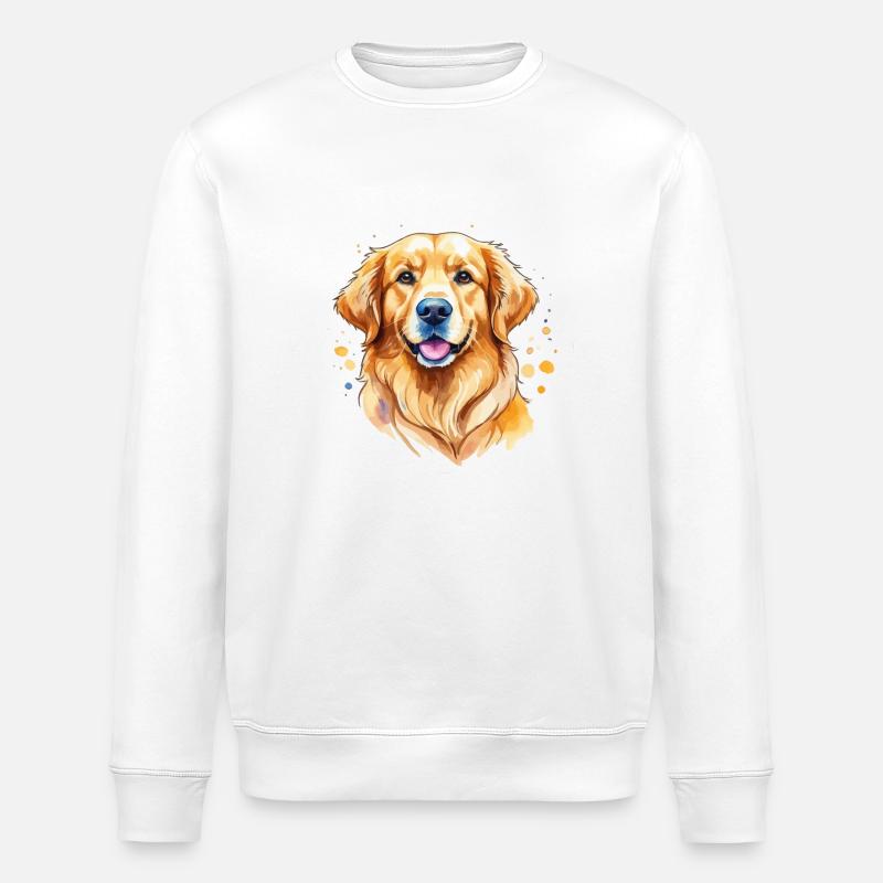 Aquarelles Golden Retriever - Sweat bio ROLLER Stanley/Stella Unisexe - blanc