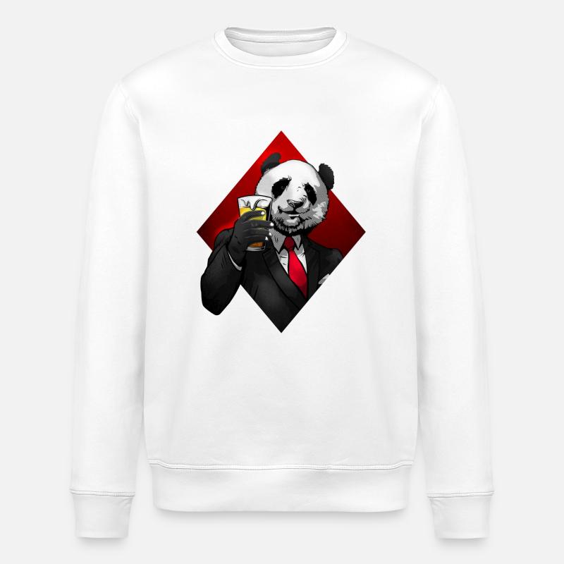 Panda Bier Cheers - Stanley/Stella Unisex Bio-Sweatshirt ROLLER - Weiß