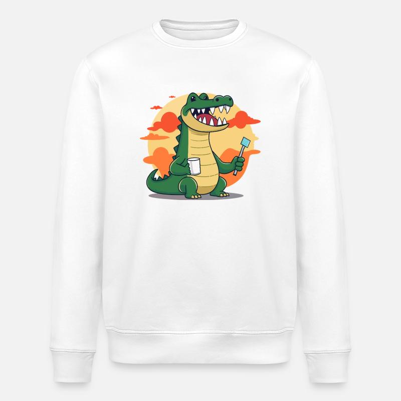 Krokodil Zahn Hygiene - Stanley/Stella Unisex Bio-Sweatshirt ROLLER - Weiß