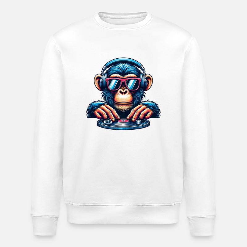 DJ Monkey - Stanley/Stella ROLLER Unisex Organic Sweatshirt - white