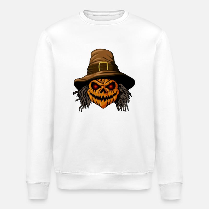 Tête de citrouille d’Halloween - Sweat bio ROLLER Stanley/Stella Unisexe - blanc